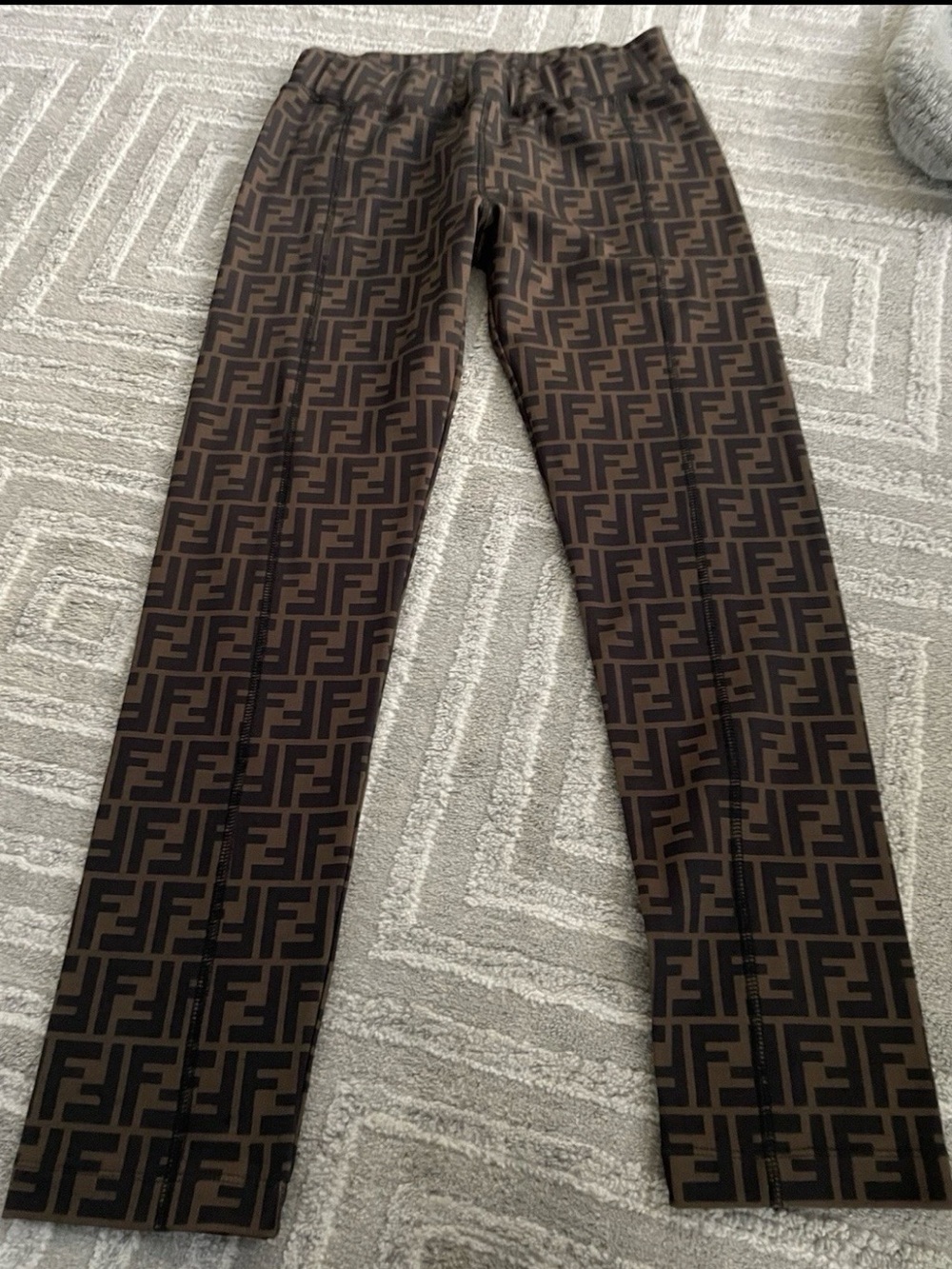 Fendi Brown & Black FF Monogram Leggings